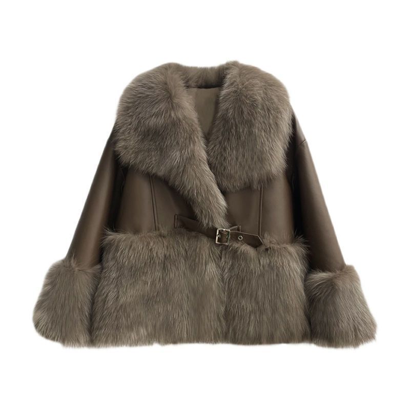 Big Fur Collar Stitching For A Woman Faux Coat DON JUAN