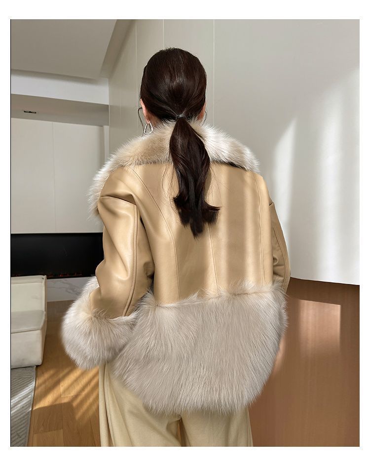 Big Fur Collar Stitching For A Woman Faux Coat DON JUAN