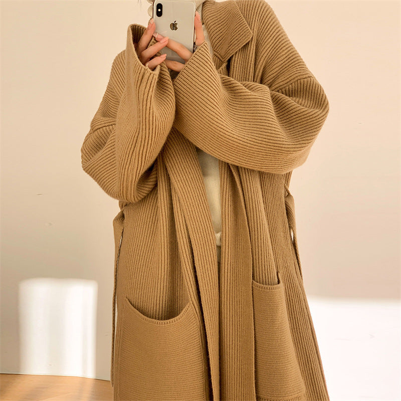 Long Thickened Sweater Women's Coat Loose Knitted Cardigan DON JUAN