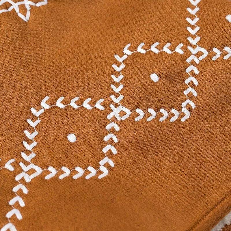 Women's Jacket with Geometric Embroidered in Light Brown