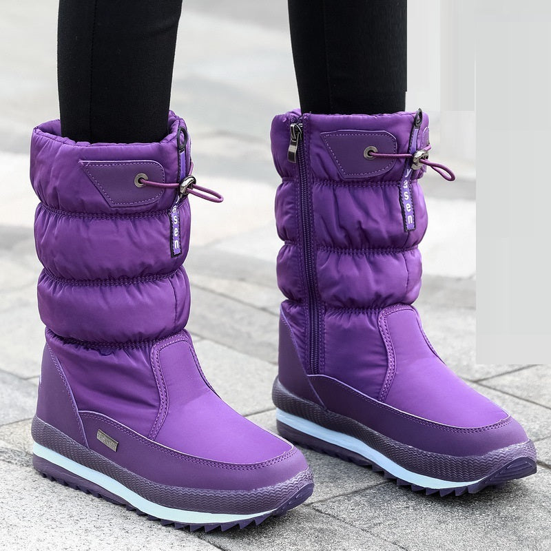 Winter New Plus Velvet Thick Cotton Shoes Thermal Middle Tube Waterproof Non-slip Boots DON JUAN