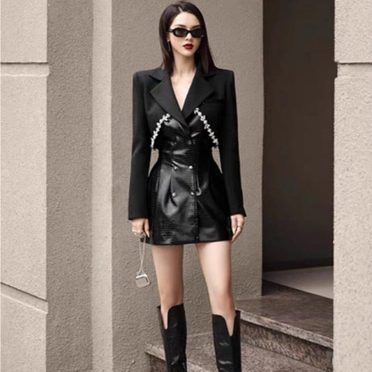 Fashion Personality Waist-tight Slimming Suit Coat Dress DON JUAN