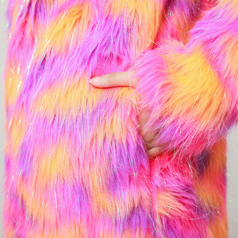 Women's Thickened Long Faux Fur Plush Coat DON JUAN