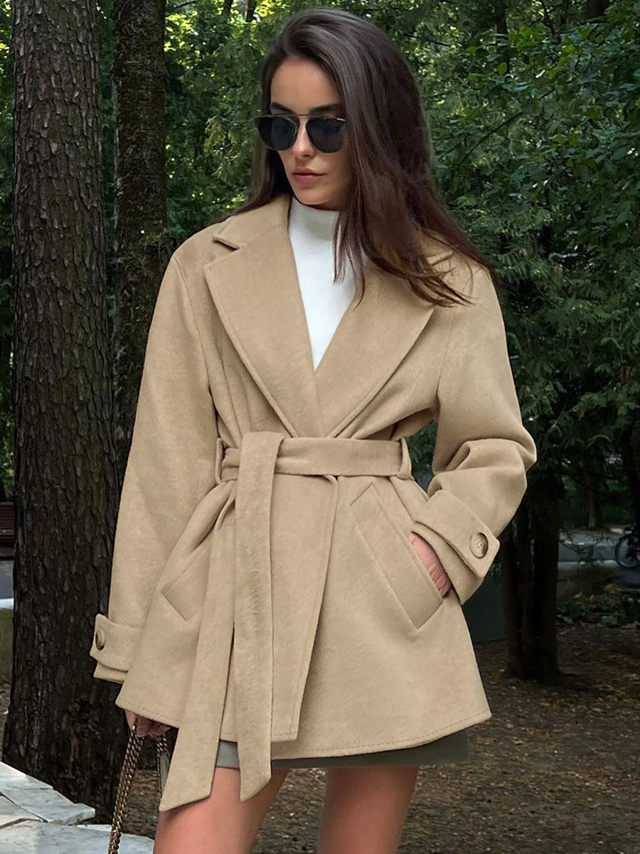 Retro Suit Collar Trench Coat