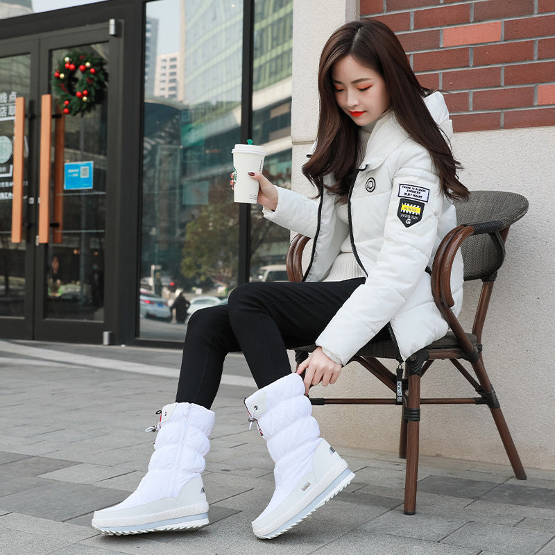 Winter New Plus Velvet Thick Cotton Shoes Thermal Middle Tube Waterproof Non-slip Boots DON JUAN