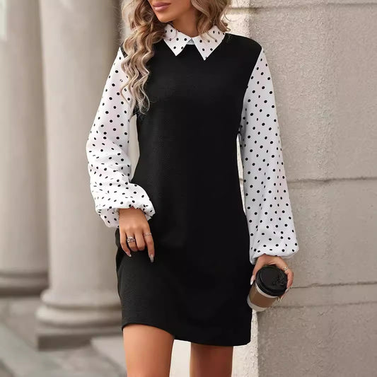 Women's Fashion Stitching Long Sleeve Dress DON JUAN