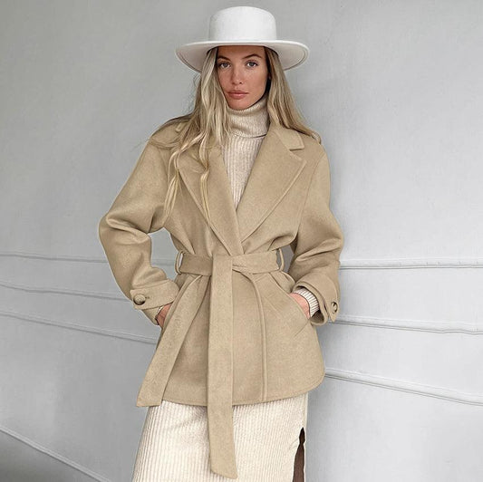 Retro Suit Collar Trench Coat 