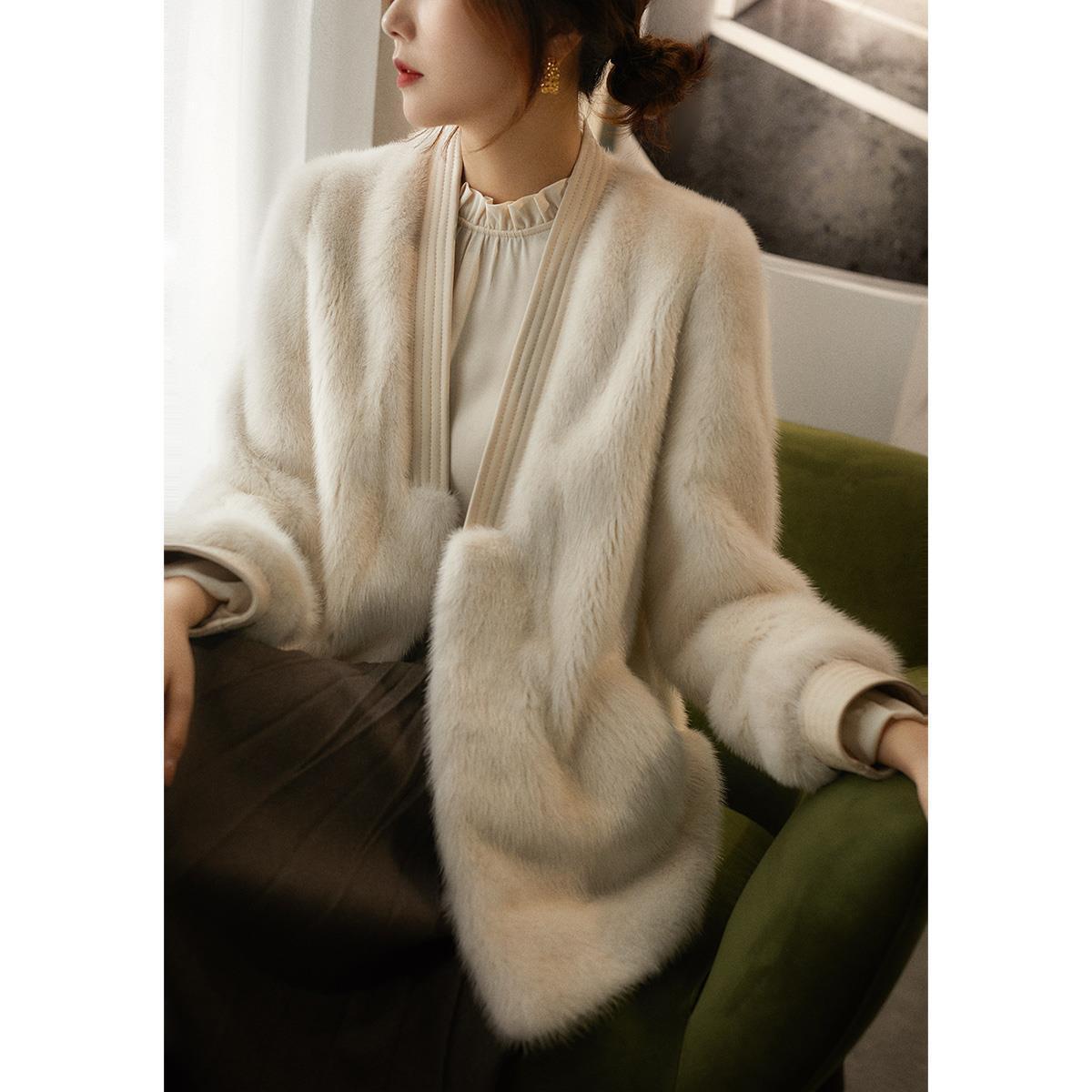 Women's Leisure Simple Mink Fur Coat DON JUAN