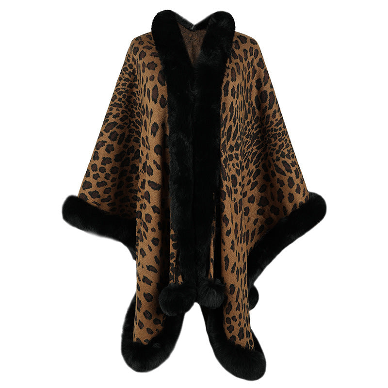 Autumn And Winter New Fur Collar Cape Cardigan For Women DON JUAN