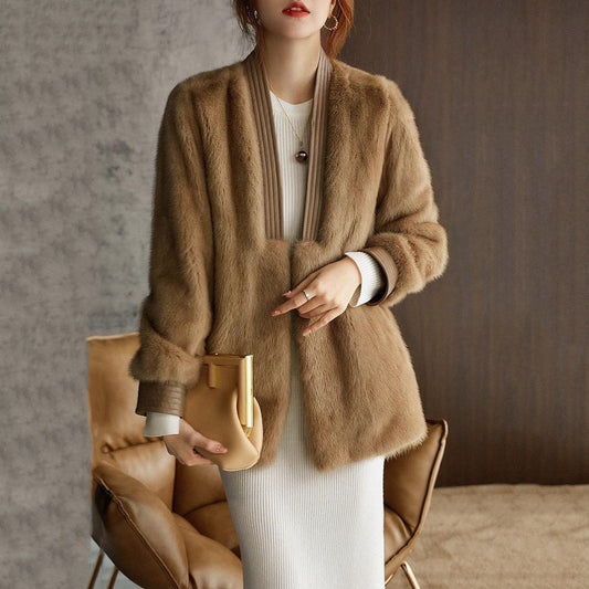 Women's Leisure Simple Mink Fur Coat DON JUAN