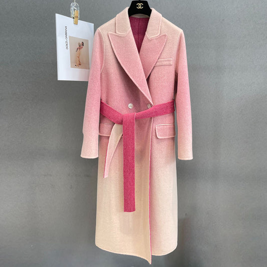 Fashion Gradient Color Belt Slim Slimming Soft And Comfortable Female Wool Overcoat DON JUAN