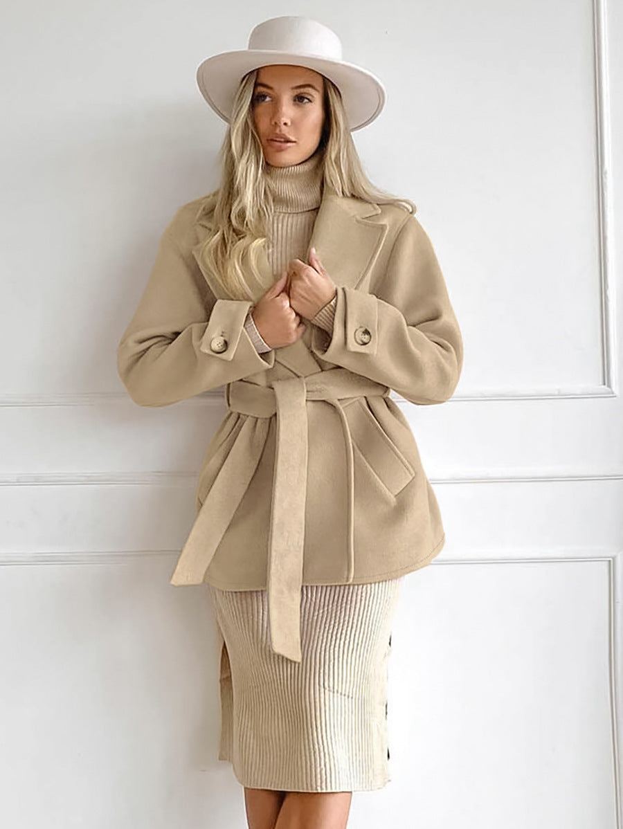 Retro Suit Collar Trench Coat 